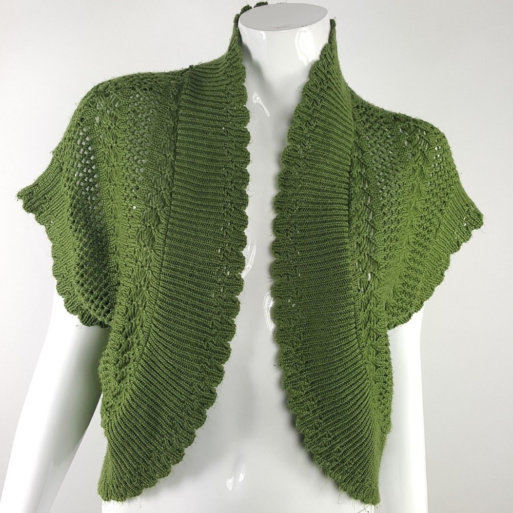 Sweaterworks Green Knit Open Front Cardigan Large